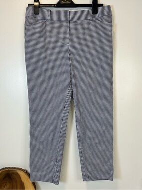 Talbots Petite Navy and White Preppy Gingham Pants Cropped Women’s Size 10